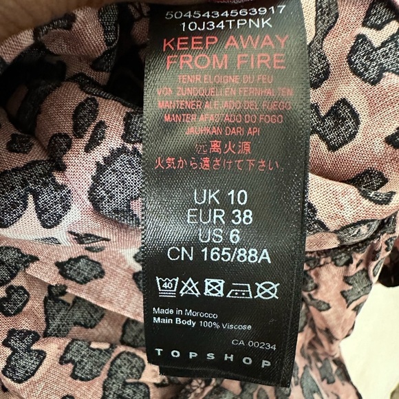 Topshop pink leopard print mini dress//Size 6 - Picture 8 of 15
